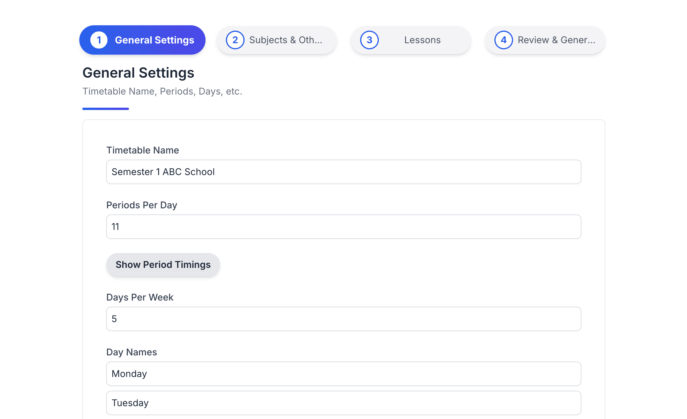 Input Your School Details