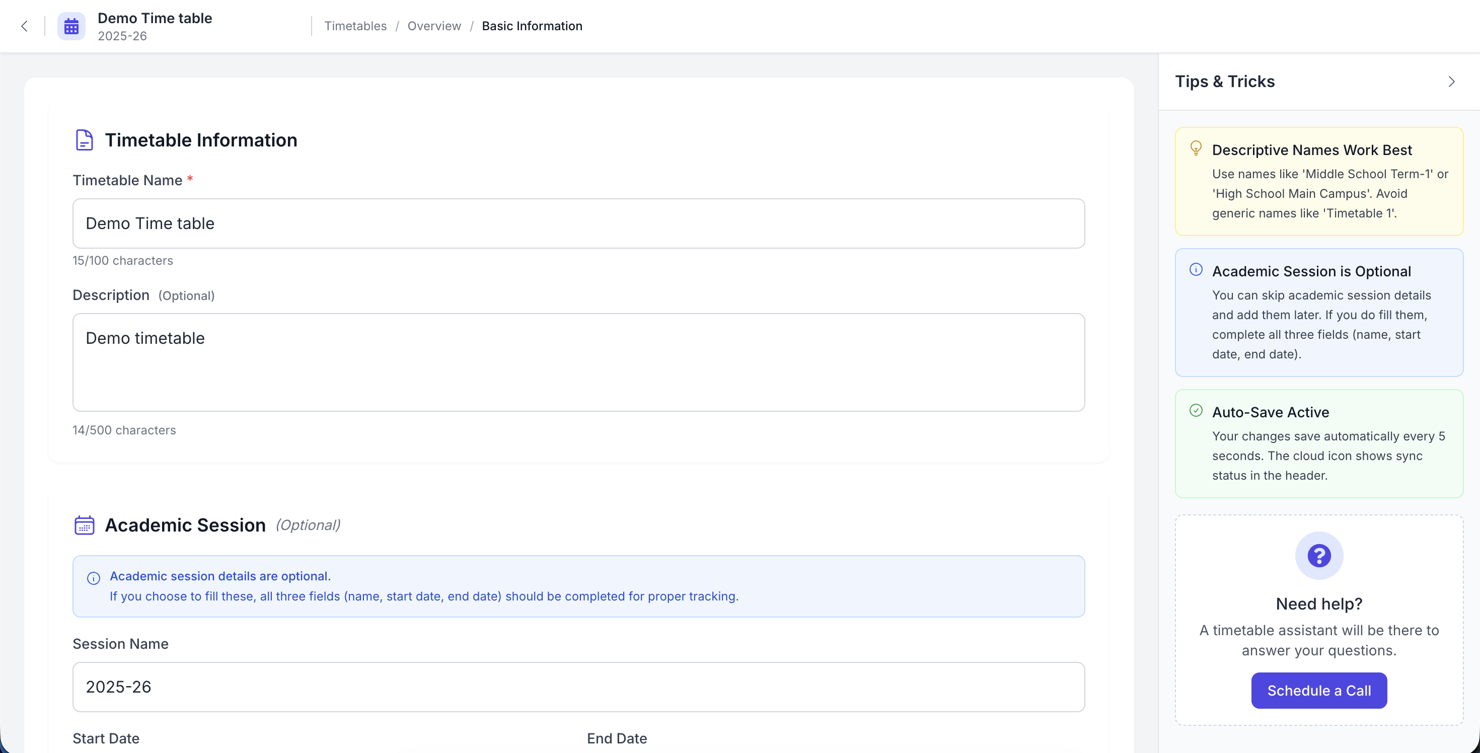 Setting Up General Details