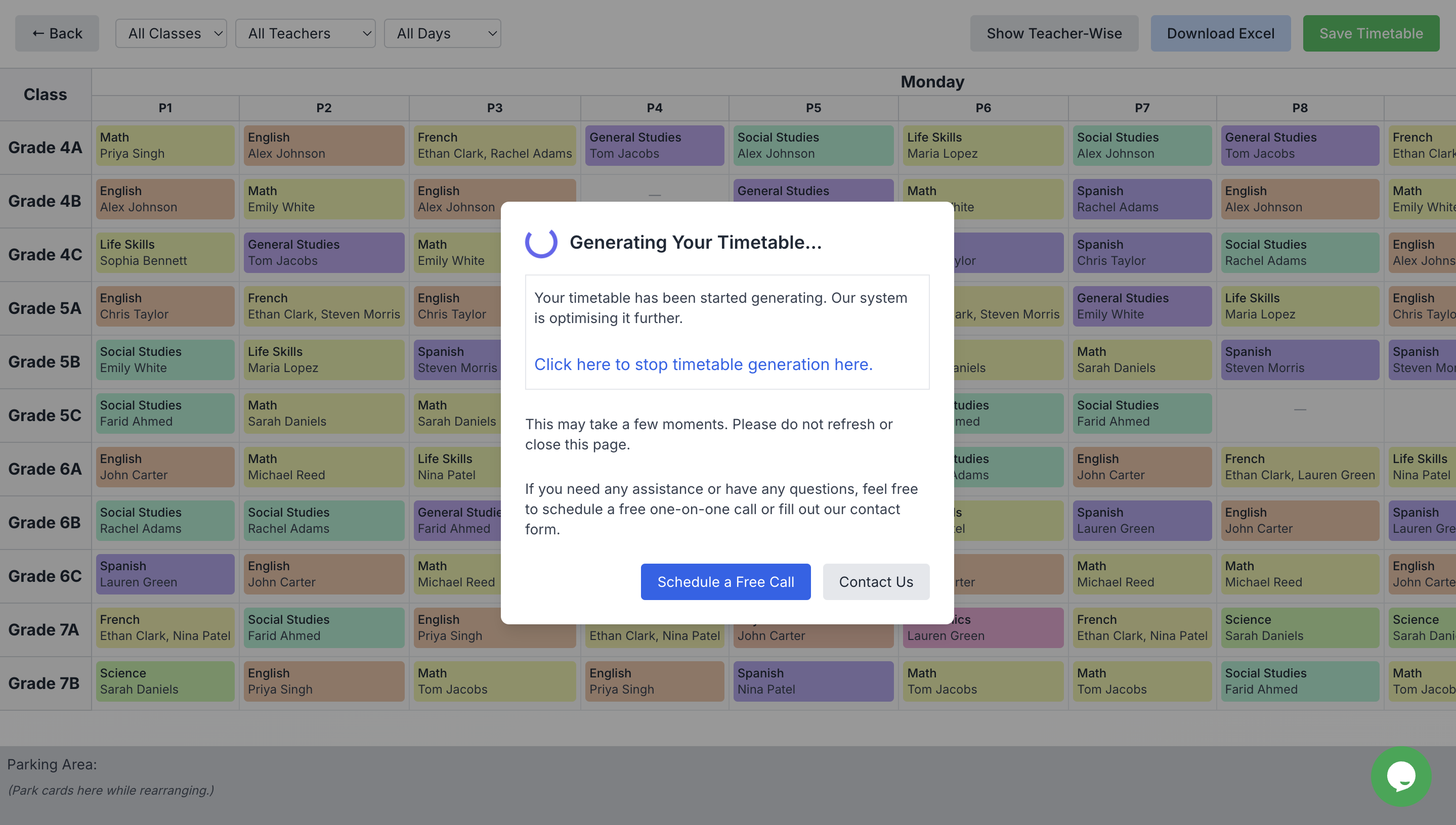 Generated Timetable